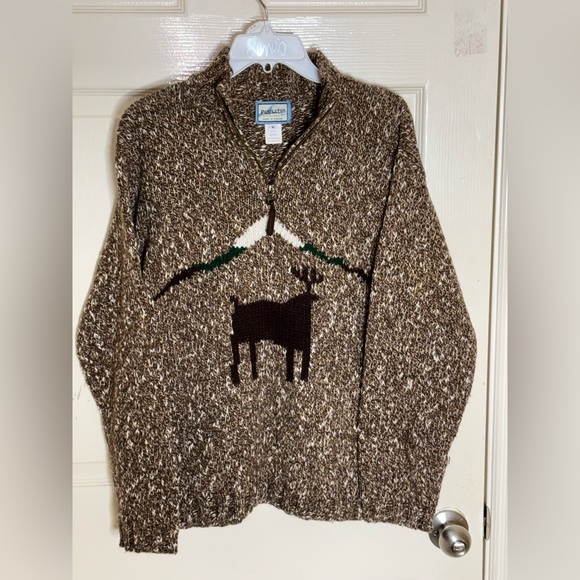 Vintage Unisex Pendleton Brown Zipper Cardigan Sweater Deer M - Picture 10 of 10